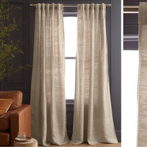 NWT QUINCE Set 48x96 Raw Silk Curtain Light Filtering Sand 4323